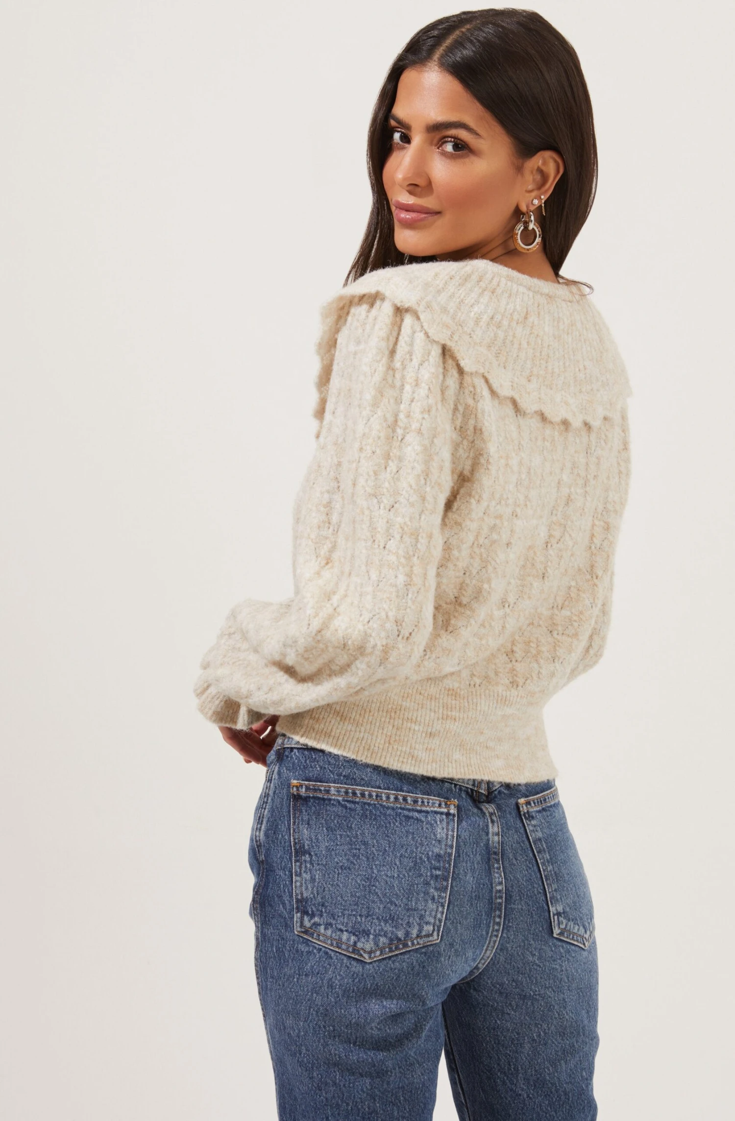 Safford Pointelle Oversized Collar Sweater 8 Safford Pointelle Oversized Collar Sweater - Image 6