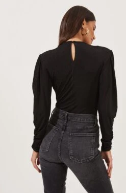 Beckinsale Draped Long Sleeve Bodysuit -Astr The Label Shop ACT16782 BLACK 5