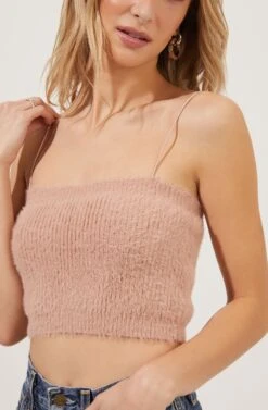Lorain Fuzzy Knit Sweater Cami -Astr The Label Shop ACT16801 PINKCLAY 4