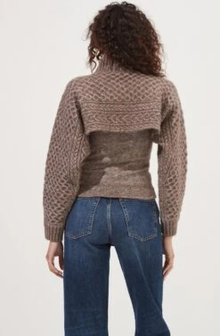 Imani Turtleneck Cable Knit Sweater Set -Astr The Label Shop ACT16803 BROWN 4