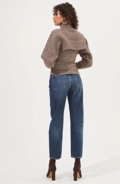 Imani Turtleneck Cable Knit Sweater Set -Astr The Label Shop ACT16803 BROWN 5