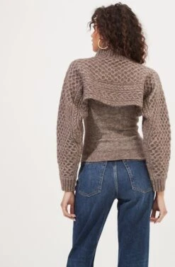 Imani Turtleneck Cable Knit Sweater Set -Astr The Label Shop ACT16803 BROWN 6