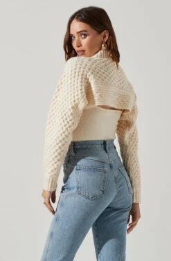 Imani Turtleneck Cable Knit Sweater Set -Astr The Label Shop ACT16803 CREAM 3