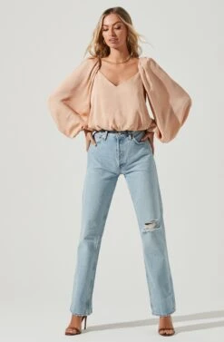 Cally Puff Sleeve Top -Astr The Label Shop ACT16813 BLUSH 1 1