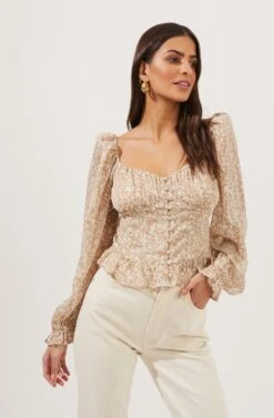 Concord Floral Peplum Puff Sleeve Top