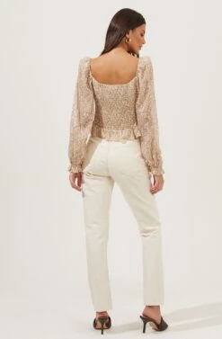 Concord Floral Peplum Puff Sleeve Top -Astr The Label Shop ACT16819 TAUPEBLUEDITSY 4