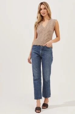 Medina Cable Knit Sweater Vest -Astr The Label Shop ACT16821 BEIGE 1