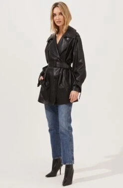 Peoria Belted Faux Leather Jacket 20 Peoria Belted Faux Leather Jacket -Astr The Label Shop ACT16822 BLACK 1