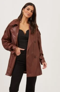Peoria Belted Faux Leather Jacket 28 Peoria Belted Faux Leather Jacket -Astr The Label Shop ACT16822 RUSTBROWN 2