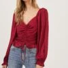 Love Song Ruched Front Long Sleeve Top -Astr The Label Shop ACT16830B BERRY 2