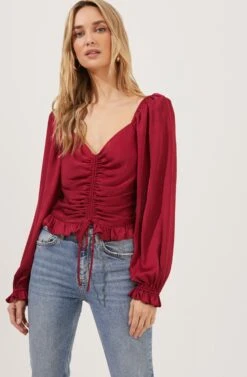 Love Song Ruched Front Long Sleeve Top