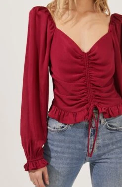 Love Song Ruched Front Long Sleeve Top -Astr The Label Shop ACT16830B BERRY 4