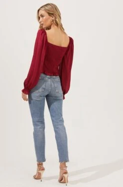 Love Song Ruched Front Long Sleeve Top -Astr The Label Shop ACT16830B BERRY 5