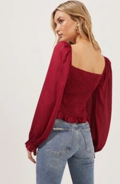Love Song Ruched Front Long Sleeve Top -Astr The Label Shop ACT16830B BERRY 6
