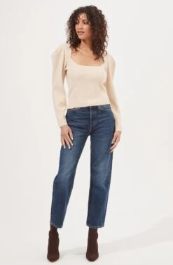 Catalina Volume Shoulder Cutout Sweater -Astr The Label Shop ACT16838 CREAM 1