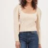 Catalina Volume Shoulder Cutout Sweater 2 Catalina Volume Shoulder Cutout Sweater -Astr The Label Shop ACT16838 CREAM 2