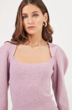 Catalina Volume Shoulder Cutout Sweater -Astr The Label Shop ACT16838 LILAC 3