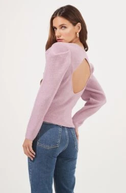 Catalina Volume Shoulder Cutout Sweater -Astr The Label Shop ACT16838 LILAC 5