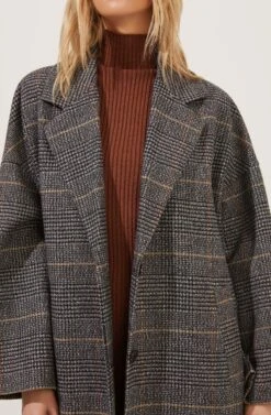 Evanston Plaid Oversized Coat 10 Evanston Plaid Oversized Coat -Astr The Label Shop ACT16842 BLACK GREYPLAID 4