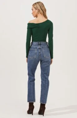 Maricopa Off Shoulder Twist Front Bodysuit -Astr The Label Shop ACT16855 GREEN 2