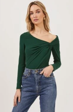 Maricopa Off Shoulder Twist Front Bodysuit -Astr The Label Shop ACT16855 GREEN 4