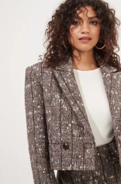 Christa Cropped Plaid Jacket 10 Christa Cropped Plaid Jacket -Astr The Label Shop ACT16857B BROWNMULTI 4