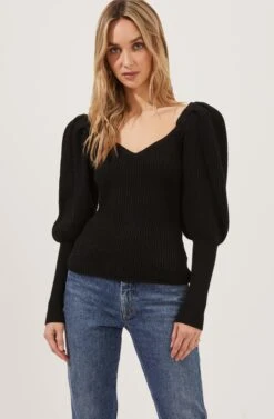 Esma Puff Sleeve Sweater -Astr The Label Shop ACT16860 BLACK 2