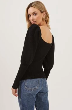 Esma Puff Sleeve Sweater -Astr The Label Shop ACT16860 BLACK 4