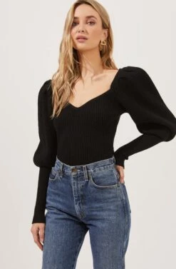 Esma Puff Sleeve Sweater -Astr The Label Shop ACT16860 BLACK 6