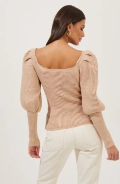 Esma Puff Sleeve Sweater -Astr The Label Shop ACT16860 CAFELATTE 5