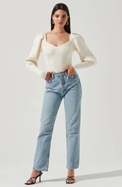 Esma Puff Sleeve Sweater -Astr The Label Shop ACT16860 OFFWHITE 1