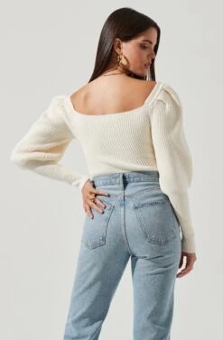 Esma Puff Sleeve Sweater -Astr The Label Shop ACT16860 OFFWHITE 6