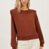 Sparrow Shoulder Pad Sweatshirt -Astr The Label Shop ACT16862 BROWN 2