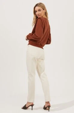 Sparrow Shoulder Pad Sweatshirt -Astr The Label Shop ACT16862 BROWN 5