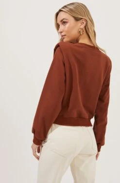 Sparrow Shoulder Pad Sweatshirt -Astr The Label Shop ACT16862 BROWN 6