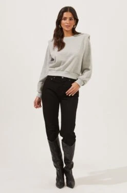 Sparrow Shoulder Pad Sweatshirt -Astr The Label Shop ACT16862 HEATHERGREY 1