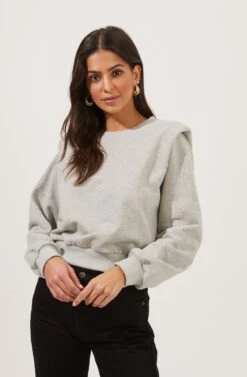 Sparrow Shoulder Pad Sweatshirt -Astr The Label Shop ACT16862 HEATHERGREY 2