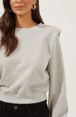 Sparrow Shoulder Pad Sweatshirt -Astr The Label Shop ACT16862 HEATHERGREY 3