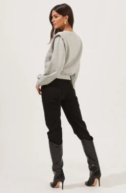 Sparrow Shoulder Pad Sweatshirt -Astr The Label Shop ACT16862 HEATHERGREY 4