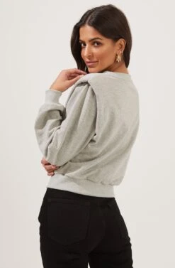 Sparrow Shoulder Pad Sweatshirt -Astr The Label Shop ACT16862 HEATHERGREY 5