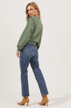 Sparrow Shoulder Pad Sweatshirt -Astr The Label Shop ACT16862 WASHEDGREEN 4