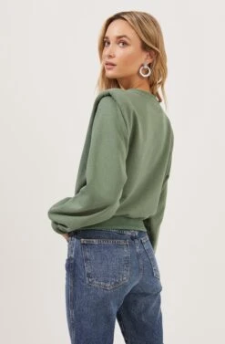 Sparrow Shoulder Pad Sweatshirt -Astr The Label Shop ACT16862 WASHEDGREEN 5