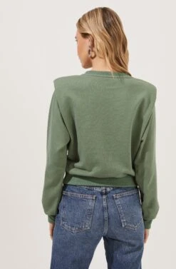 Sparrow Shoulder Pad Sweatshirt -Astr The Label Shop ACT16862 WASHEDGREEN 6