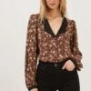 Lula Floral Contrast Collar Top -Astr The Label Shop ACT16863 BROWNBLACKFLORAL 6