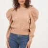 Nicola Metallic Puff Sleeve Sweater -Astr The Label Shop ACT16866 APRICOT 2