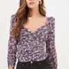 Colima Floral Ruched Top -Astr The Label Shop ACT16868 PURPLEMULTI 3