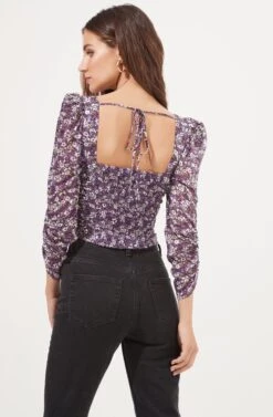 Colima Floral Ruched Top -Astr The Label Shop ACT16868 PURPLEMULTI 6