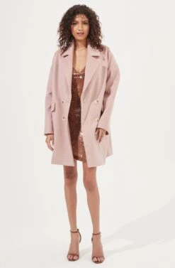 Rhea Double Breasted Coat -Astr The Label Shop ACT16870 DUSTYPINK 1