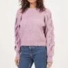 Lizette Cable Knit Statement Sleeve Sweater -Astr The Label Shop ACT16879 LILAC 2