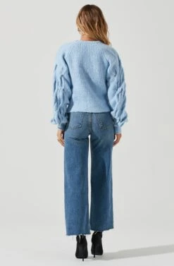 Lizette Cable Knit Statement Sleeve Sweater 25 Lizette Cable Knit Statement Sleeve Sweater -Astr The Label Shop ACT16879 SKYBLUE 5